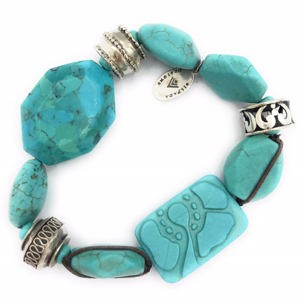 B2162 Retired Silpada Turquoise Stretch bracelet
